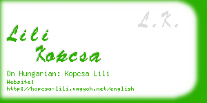 lili kopcsa business card